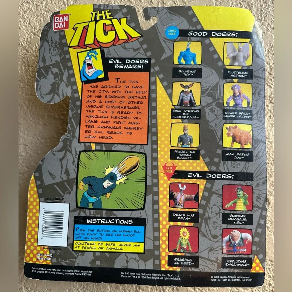 Projectile The Human Bullet - The Tick Action Figure - Sealed - Bandai 1994 VGC